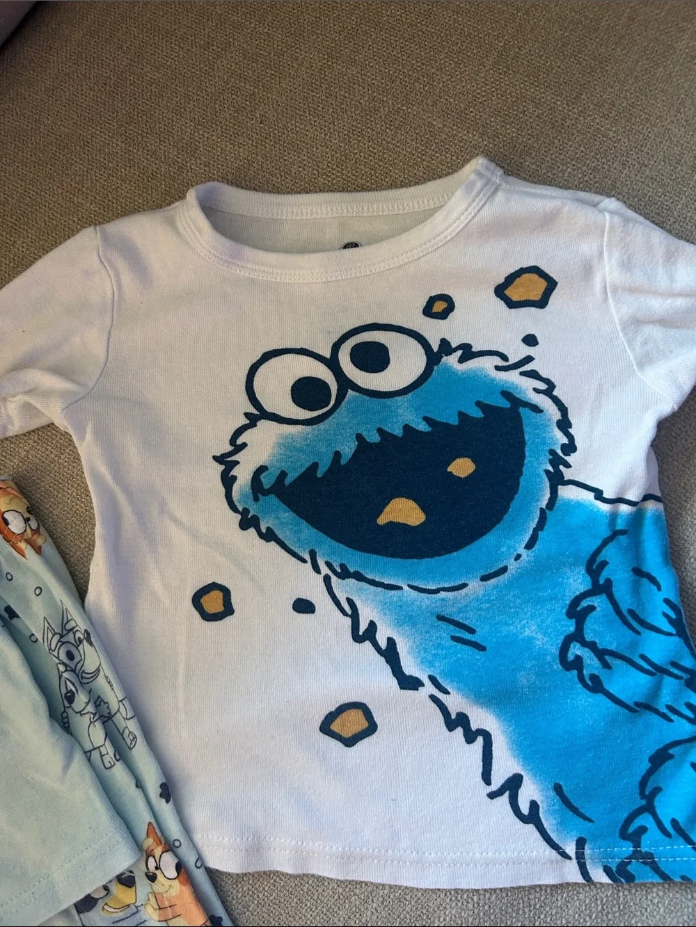 Cookie Monster & Bluey Character Kids Pajama Sets - size 4t